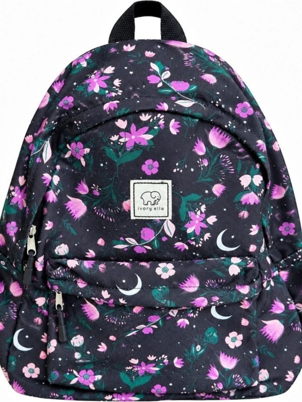 Ivory Ella Floral Crescent Moon Full Size Backpack Black Pink Purple